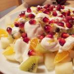 Fruit salad with cream